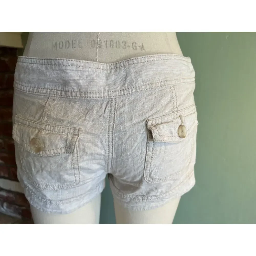 Express Womens Size 2 Beige Casual Linen Shorts - Picture 3 of 3